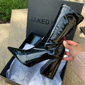 Black Naked Wolfe Patent Leather Boots